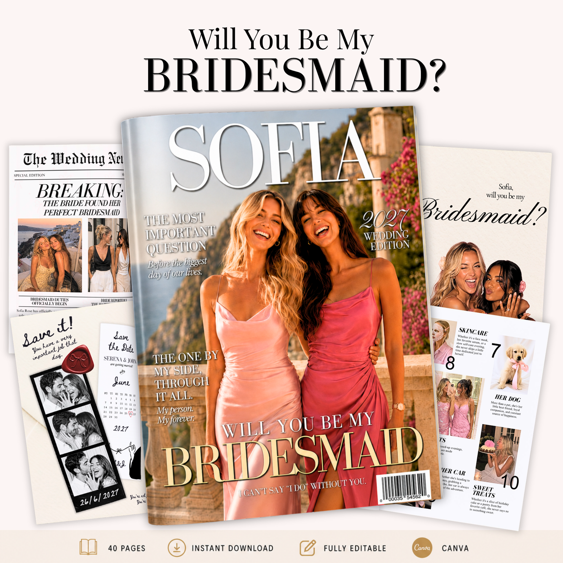 Cover of the Bridesmaid proposal magazine template