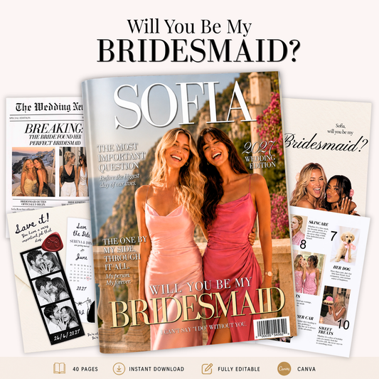Cover of the Bridesmaid proposal magazine template