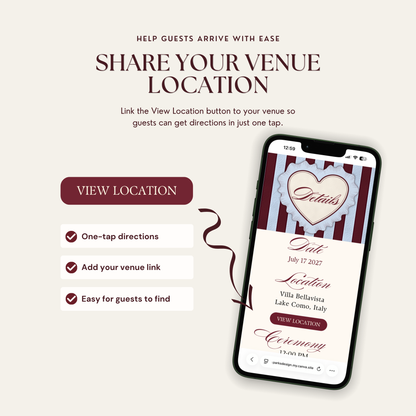 Burgundy & Dusty Blue Wedding Website Template with RSVP & Countdown