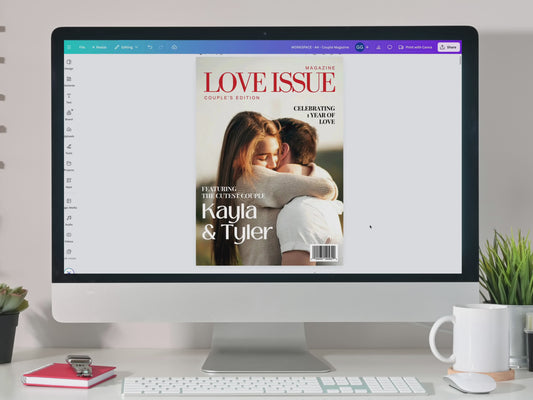 Couple Love Story Magazine Template - 24 Page Editable Canva Gift