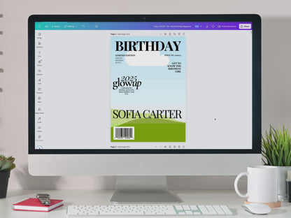 Vogue-Inspired Birthday Magazine Template - Editable Canva Gift