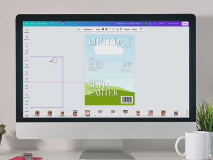 Birthday Magazine Template - 52 Page Editable Canva Gift for Her