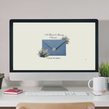 Amalfi Blue Wedding Website Template - Editable Canva Website with RSVP
