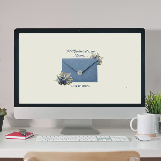 Amalfi Blue Wedding Website Template - Editable Canva Website with RSVP