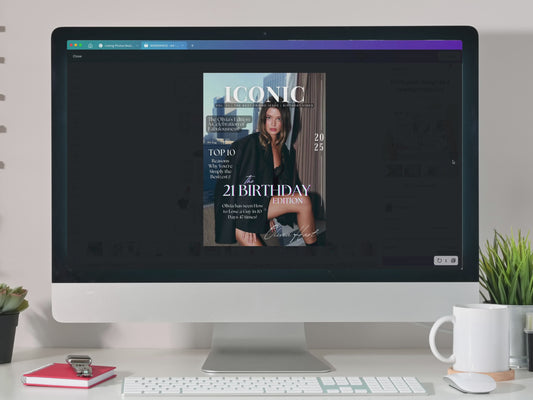 ICONIC Birthday Magazine Template - 24 Page Editable Canva Gift