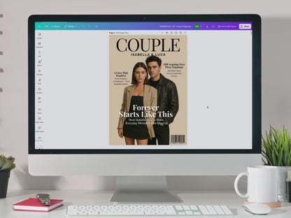 Couple Love Story Magazine Template - 30 Page Editable Canva Couple's Gift