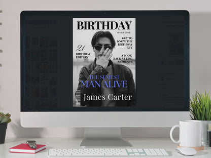 Birthday Magazine for Him - 28 Page Editable Canva Gift