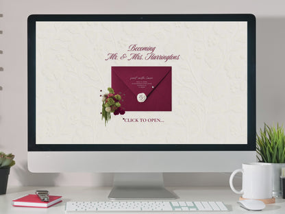 Burgundy Wedding Website Template - Editable Canva Website with RSVP
