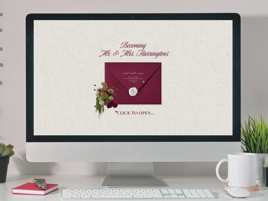 Burgundy Wedding Website Template - Editable Canva Website with RSVP