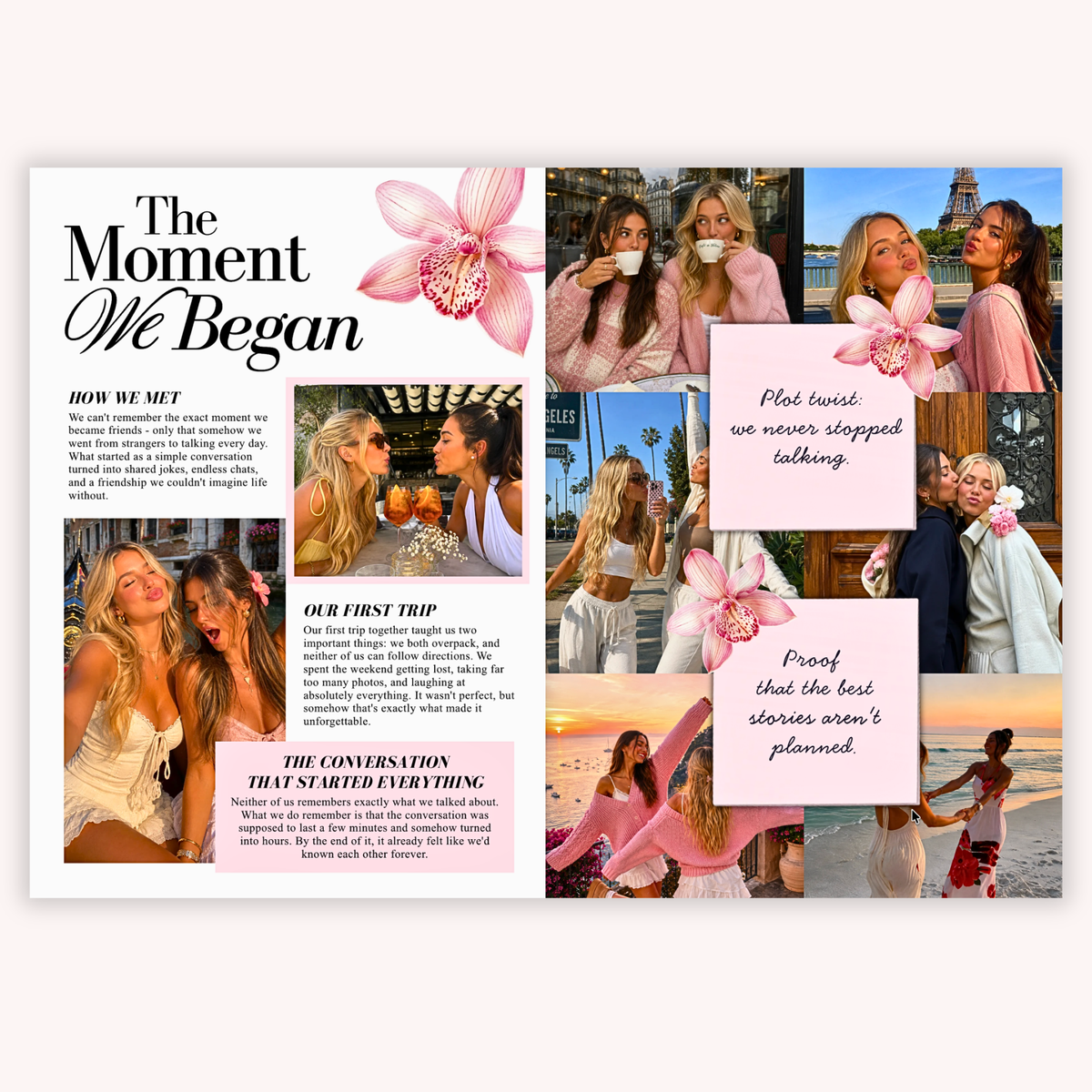 The moment we began memories spread from the Maid of Honor proposal magazine template