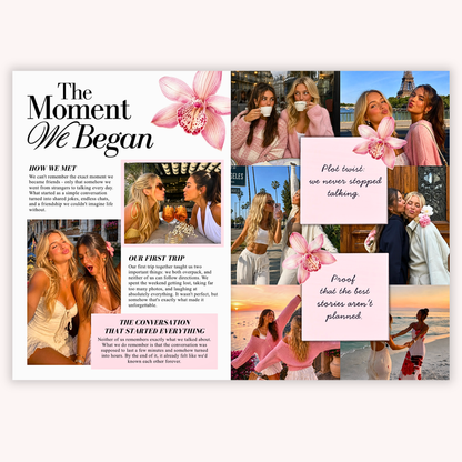 The moment we began memories spread from the Maid of Honor proposal magazine template